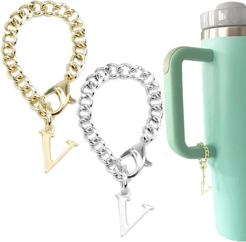 Tovly 2 piezas de dijes de letras para Stanley Cup A-Z ID inicial colgantes personalizados para mango de vaso Stanley