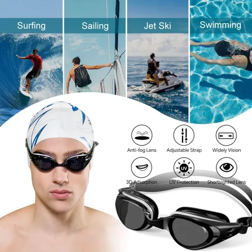 Miniatura 7 de Gafas de natación para miopía, polarizadas, antivaho, sin fugas, para mujeres, hombres, niños y adultos Negro (Smoke Black)
