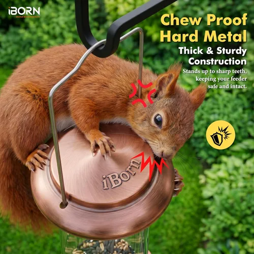 Miniatura 4 de iBorn Comedero de metal para pájaros de cobre cepillado, comedero para pájaros silvestres para colgar al aire libre, acabado de cobre cepillado