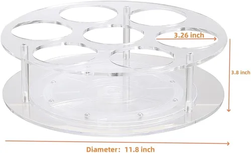 Miniatura 7 de IEEK Organizador de jarabe de café giratorio grande, 7 botellas, estante acrílico transparente para jarabe de café para encimera, soporte