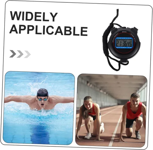Miniatura 3 de Cronómetro deportivo digital con alarma de fecha, temporizador de alta precisión para natación, correr, yoga, cronómetro negro para entrenadores