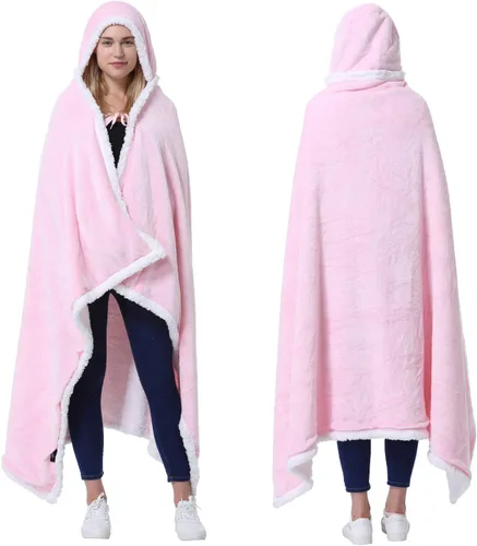 Miniatura 11 de Catalonia Poncho con capucha, Manta para vestir con bolsillos para las manos, Capa Cómoda de forro polar Sherpa para niños y adultos, Regalo