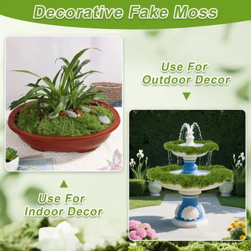 Miniatura 5 de Jollidecor Musgo falso para manualidades, musgo artificial de 14.1 onzas para plantas, decoración de interiores, verde claro y verde oscuro, musgo