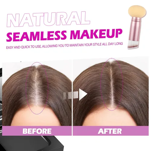 Miniatura 3 de Acomler Tinte para retoque de raíz, cobertura instantánea de raíz, polvo de línea capilar negra, fibras de cabello gris para adelgazamiento, polvo