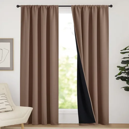 Miniatura 26 de NICETOWN Cortinas blancas 100% opacas, 2 capas gruesas completamente opacas con bolsillo para barra, cortinas aislantes térmicas para Blanco puro