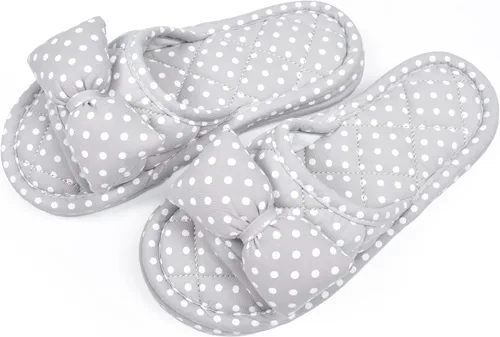 Miniatura 8 de Pantuflas de terciopelo floral para mujer, ligeras, con puntera abierta, lavables, portátiles, plegables, cómodas, para invitados, hotel, viajes