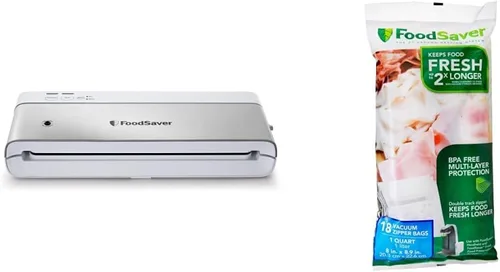 Miniatura 10 de FoodSaver Paquete de máquinas y bolsas de sellado al vacío Sellador al vacío compacto PowerVac + bolsas de ajuste personalizado Negro