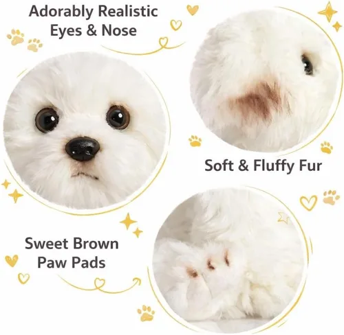 Miniatura 5 de HollyHOME Peluche maltés realista de perro maltés, regalo para mascotas, 13 pulgadas
