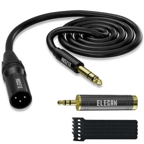 Miniatura 15 de Elecan Cable Auxiliar TRS Macho a XLR Macho de 3.5mm (1/8 Pulgada) de 4 Pies, Cable de Micrófono Estéreo Blindado Profesional Balanceado, Chapado