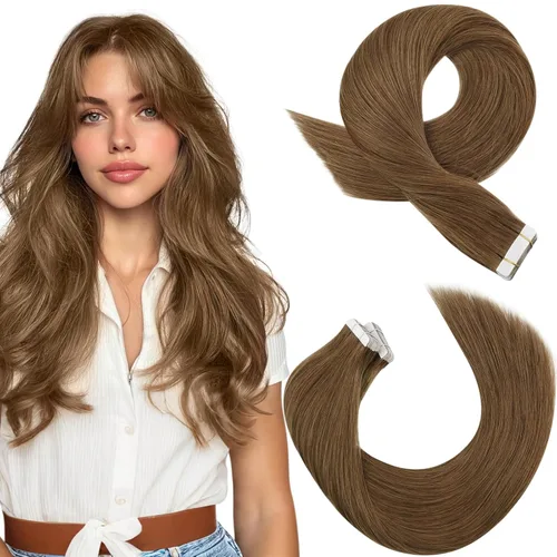 Miniatura 30 de Moresoo Extensiones de cabello humano real con cinta adhesiva, sin costuras, #1 negro azabache, 20 piezas, 1.76 oz (50 g), 24 pulgadas
