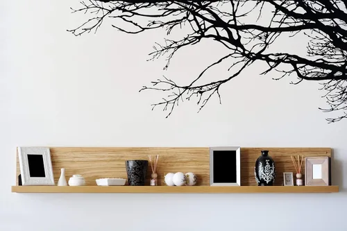 Miniatura 7 de Adhesivo decorativo para pared de árbol grande, ramas negras semi-brillantes, (21 x 50 pulgadas) de izquierda a derecha. Extraíble, no necesita