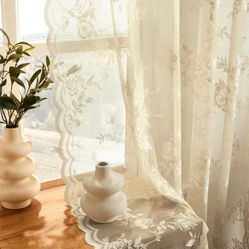Miniatura 40 de SEEKRIGHT - 2 paneles de cortinas traslúcidas de encaje negro, cortinas góticas florales, cortinas victorianas con bolsillo para cortinero
