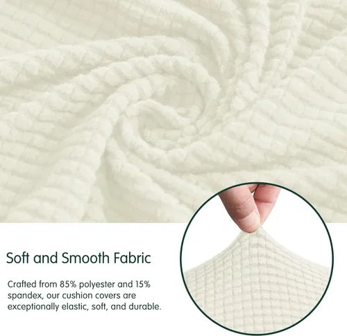 Miniatura 7 de CHUN YI - Funda elástica de cojín para sofá biplaza, funda de asiento de sofá con tela jacquard de elastano (mediana, color marfil blanco)