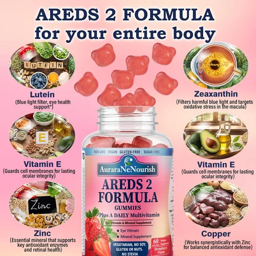 Miniatura 4 de Areds 2 + Fórmula avanzada para MacularHealth, suplemento de vitaminas y minerales 22 en 1 con zeaxantina, zinc y vitamina C que apoya la tensión