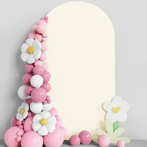 Miniatura 22 de Asee'm Cubierta de arco de boda de 6 pies, color beige, ajustada, cubierta de elastano ajustable de 2 caras, cubierta de fondo para decoración