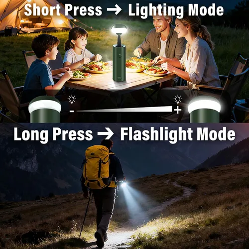 Miniatura 2 de Luces telescópicas para acampar, linterna magnética plegable, luz de campamento portátil regulable alimentada por USB, 2 modos de iluminación