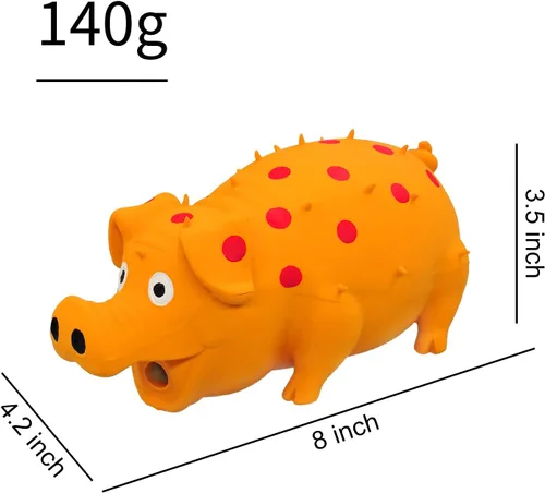 Miniatura 4 de Andiker Juguete Chirriante para Perros, Juguetes de Látex con Puntos para Masticar Perros con Sonido de Gruñidos Oinks, Juguete de Cerdo Gruñón