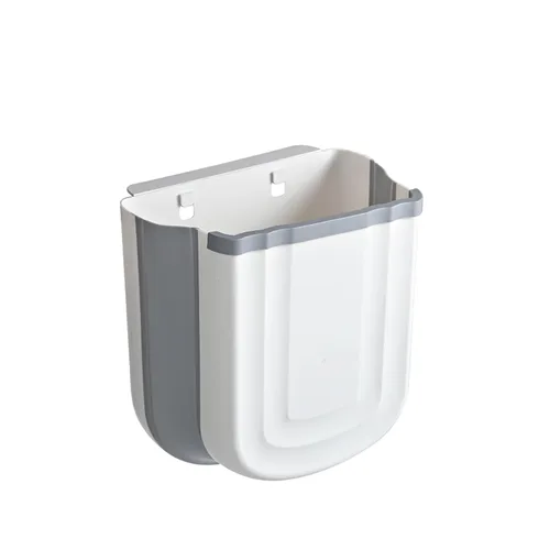 Miniatura 2 de Cubo de Basura Plegable Montado en la Pared para Gabinete de Cocina - Contenedor de Residuos Pequeño Colgante de 2.4 Galones, Cubo de Basura