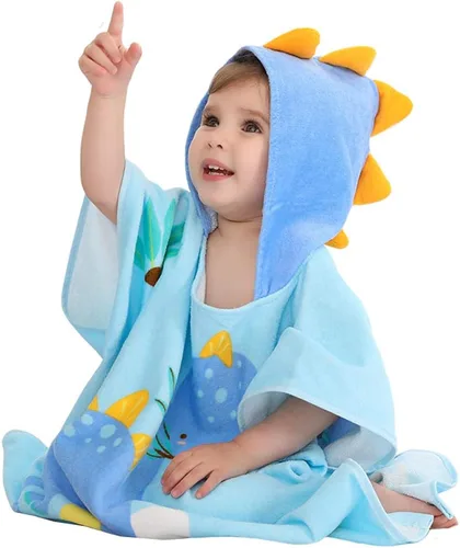 TONWHAR Toalla de playa de algodón con capucha para baño, piscina/playa para niños, diseño de animales de dibujos animados, para bebés y niños Nuevo