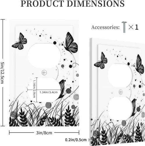 Miniatura 4 de Placa de cubierta de tomacorriente con diseño de mariposa, placas decorativas de pared, 1 gang, cubiertas de enchufes eléctricos, placa frontal Arte