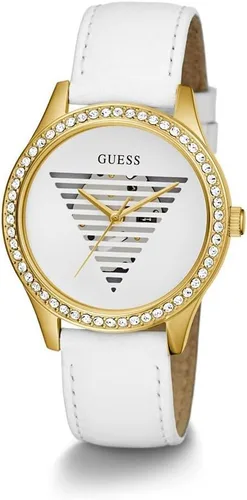 Miniatura 5 de Guess Reloj para mujer de 1.496 in - Correa blanca esfera blanca caja dorada