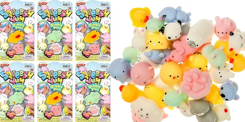 JA-RU Mini animales Mochi (paquete de 6, 12 piezas en total) - Mini Mochi Squishy Juguetes para niños, juguete sensorial para aliviar el estrés,