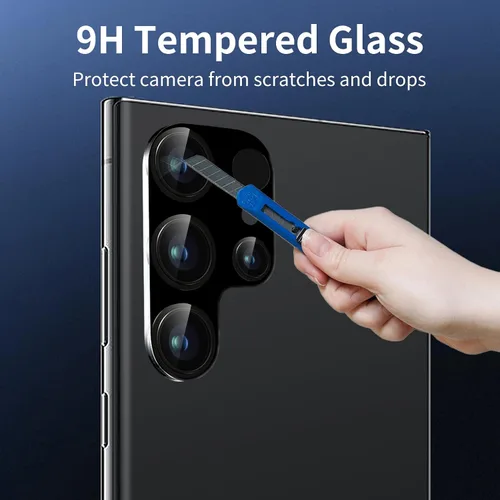 Miniatura 5 de Dengduoduo Paquete de 3 protectores de lente de cámara para Samsung Galaxy S24 Ultra, protector de cámara de vidrio templado 9H, Ultra HD, Todo negro