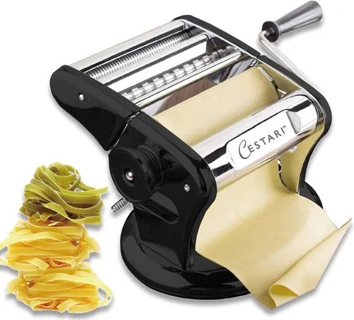Miniatura 9 de Cestari Máquina de pasta de acero inoxidable, rodillo de 5.906 in con base de succión patentada para uso antideslizante, incluye cortador de pasta
