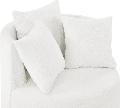 Miniatura 5 de Quarte Moderna silla tapizada de ocio, silla giratoria de tela de peluche con ruedas móviles y 3 almohadas, perfecta para sala de estar y dormitorio
