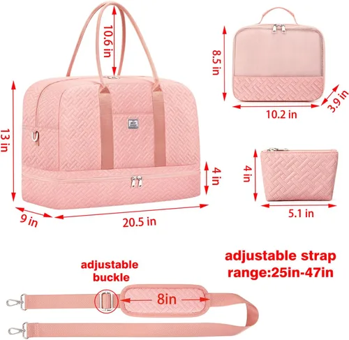 Miniatura 59 de IBFUN Bolsas de fin de semana para mujer, bolsa grande de lona para viaje, bolsa de viaje con compartimento para zapatos, 21 pulgadas, juego de 3