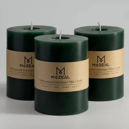 Miniatura 46 de MOZEAL Velas grandes sin perfume vertidas a mano de 3 x 8 pulgadas, sin humo, juego de 2, combustión lenta, sin goteo, aproximadamente 150 horas