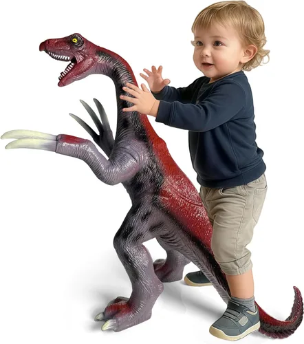 Miniatura 10 de YONGJULE Juguetes grandes de dinosaurios: juguete de dinosaurio suave Tiranosaurio Rex de 28 pulgadas para niños de 3 a 5 años, dinosaurio inflable