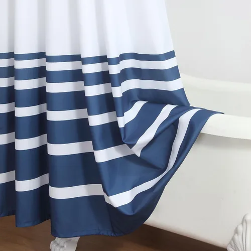 Miniatura 50 de Cortinas de Ducha Negras, Cortinas de Ducha de Poliéster Impermeable con Rayas Horizontales Degradadas en Blanco y Negro Modernas para Baño, 72x72