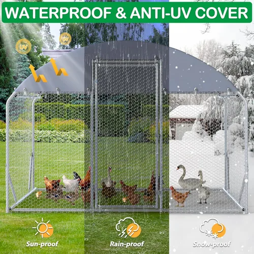 Miniatura 7 de Gallinero de metal grande, corralito con cubierta impermeable, jaula para aves de corral con techo de cúpula para exteriores, patio trasero, granja