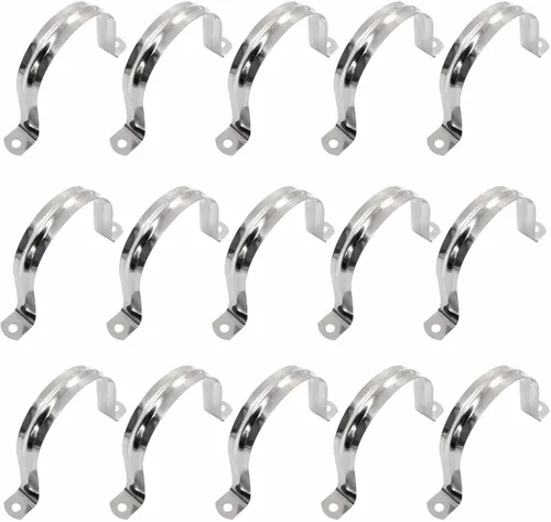 Miniatura 6 de 5 abrazaderas de conducto de 4 pulgadas con dos agujeros, correa rígida de acero inoxidable M100 para tubería de metal en U, soporte de correa