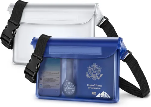 Miniatura 17 de HEETA Paquete de 2 bolsas impermeables, sensibles a la pantalla táctil, bolsa seca impermeable con correa ajustable para la cintura, mantiene tu