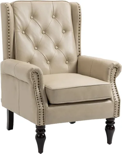 Miniatura 14 de Mid-Century - Silla de ala alta, moderna silla decorativa de tela con mesa auxiliar de madera maciza, sofá individual de ocio para sala de estar