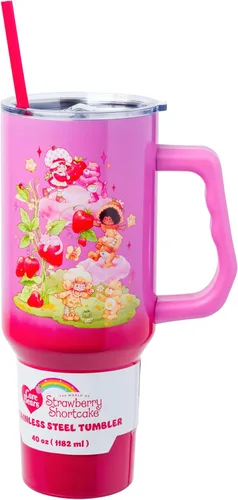 Miniatura 14 de Silver Buffalo - Vaso de acero inoxidable Sanrio Hello Kitty con flores de primavera y verano y rayas arcoíris, con asa y popote, compatible