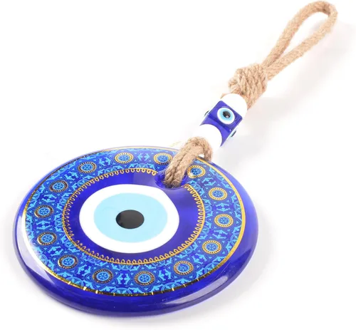 Miniatura 9 de Adorno colgante de pared de cuentas de mal de ojo de 5 pulgadas, dije de protección del hogar, cuentas turcas de Nazar, adorno hecho a mano (TM1004)