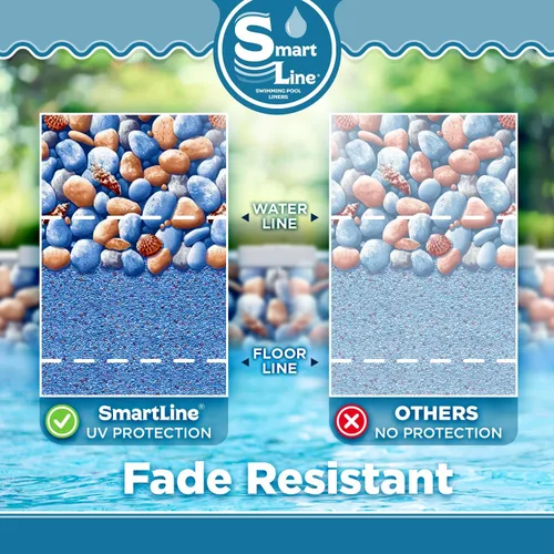 Miniatura 4 de Smartline Revestimiento ovalado para piscina de 10 pies x 15 pies Rock Island Estilo superpuesto Altura de pared de 48 a 52 pulgadas Vinilo