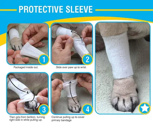 Miniatura 4 de PawFlex Funda protectora tubular – Vendajes – para perros, gatos y otras mascotas, primeros auxilios para el cuidado de heridas, cómoda,
