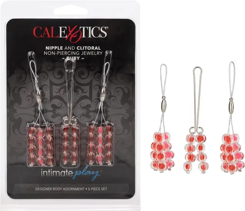 California Exotics - Joyería corporal sin perforación para pezón y clítoris, rubí