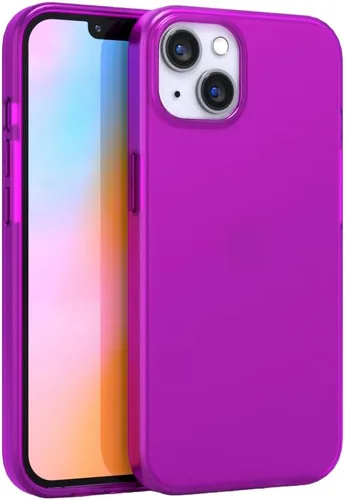 Miniatura 26 de FELONY CASE - Funda protectora transparente azul neón para iPhone 13 / iPhone 14, cubierta brillante absorbente de golpes de TPU y policarbonato