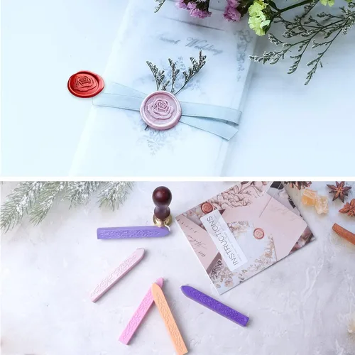 Miniatura 6 de Varillas de cera de sellado y sello para sello de cera, invitaciones de boda, sobres de tarjetas, correos de caracol, paquetes de vino, ideas