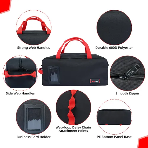 Miniatura 3 de MELOTOUGH Bolsa de herramientas de lona para almacenamiento de herramientas, incluye 1 bolsa de herramientas mediana y 1 grande para electricista