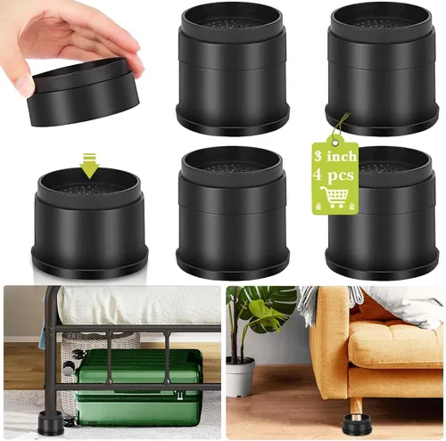 Miniatura 23 de Paquete de 12 elevadores de muebles de 1 pulgada, elevadores de cama ajustables resistentes para mesa, escritorio, sofá, silla, gabinete, marco