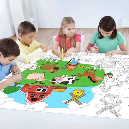 Miniatura 4 de Póster Gigante de Granja para Colorear para Niños Mantel Grande para Colorear Animales Papel de Rollo para Dibujar Libros Hojas Páginas Cubierta