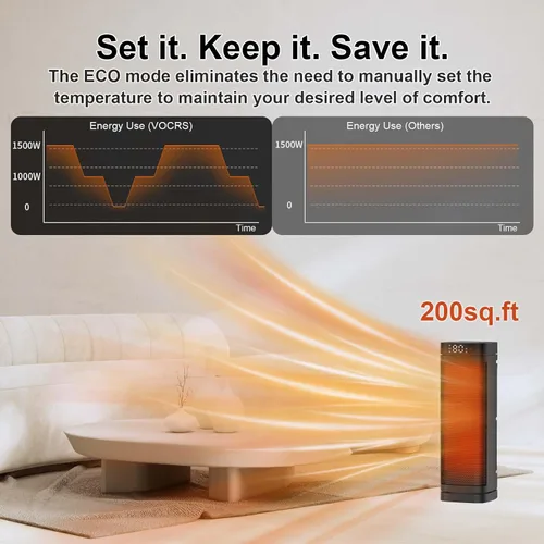 Miniatura 5 de Calentador de espacio de 17 pulgadas para uso en interiores, calentadores eléctricos de 1500 W para uso en interiores con termostato, oscilación