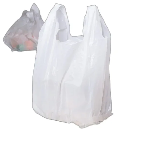 Bolsa de plástico para llevar, bolsa de camiseta blanca lisa 11.5"x6.5"x21.5" 0.0 fl oz (blanco, 100 bolsas/paquetes)
