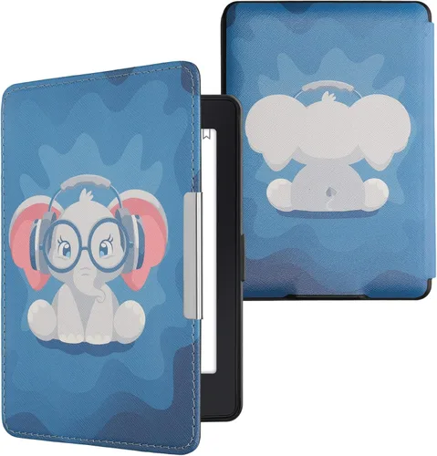 Miniatura 15 de kwmobile Funda compatible con Amazon Kindle PaperWhite - Funda para lector electrónico - Azul pez pequeño/azul claro/blanco
